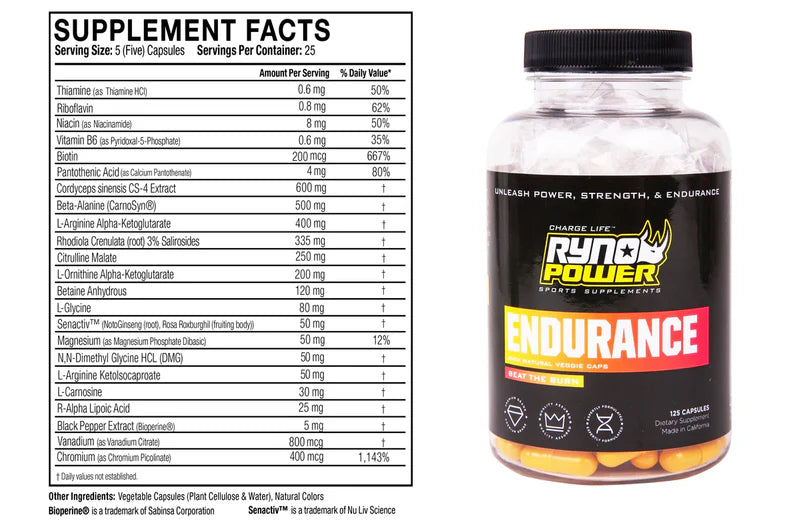 ENDURANCE Stimulant-Free Energy Supplement (RYNO POWER)