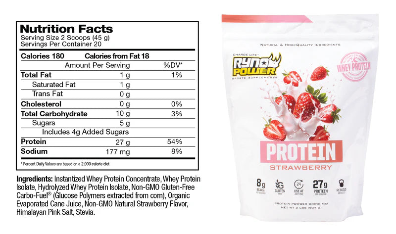 PROTEIN PREMIUM WHEY POWDER (STRAWBERRY) RYNO POWER